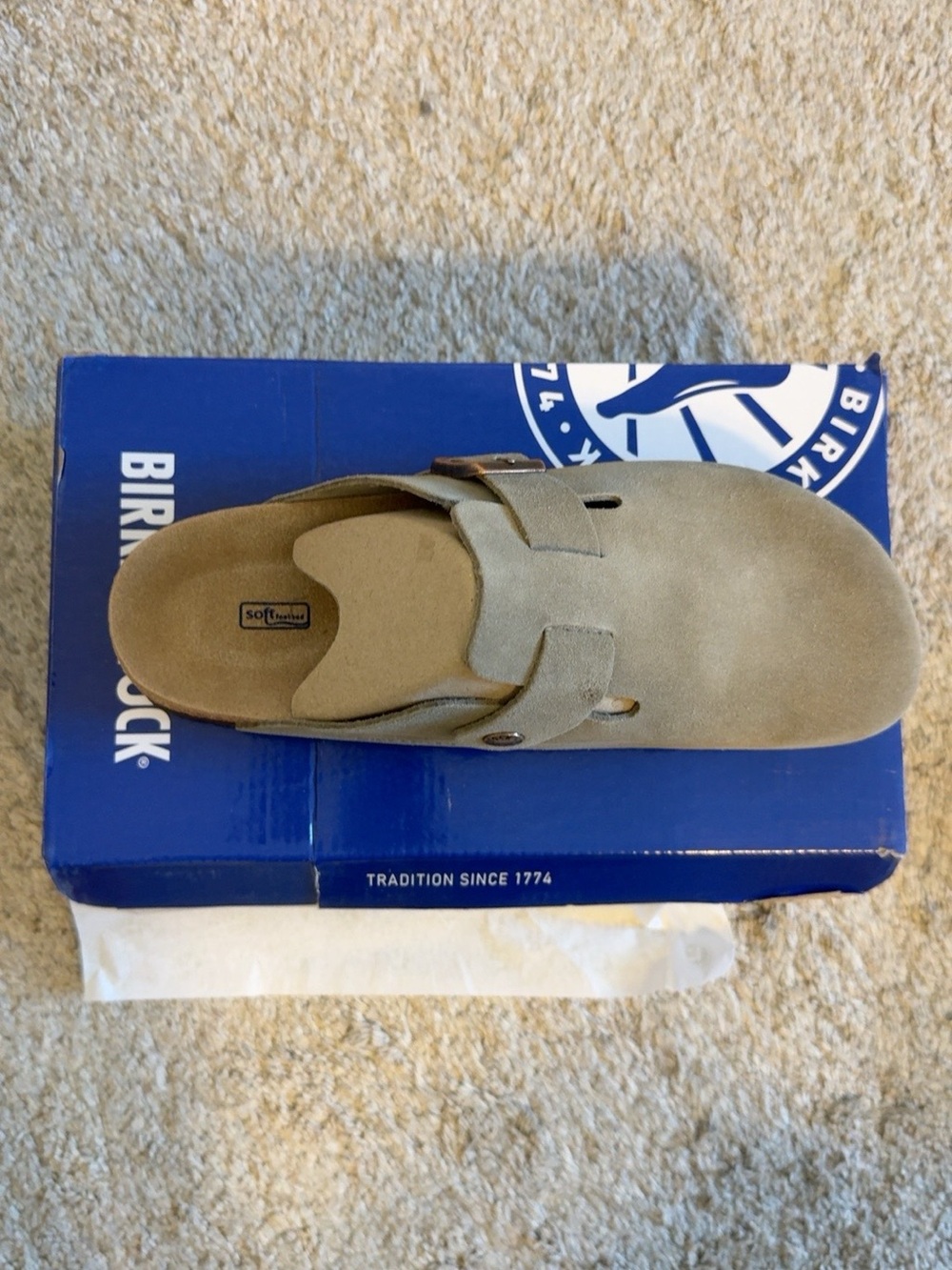 NWT Birkenstock Boston Soft Footbed Taupe Suede Clogs 41